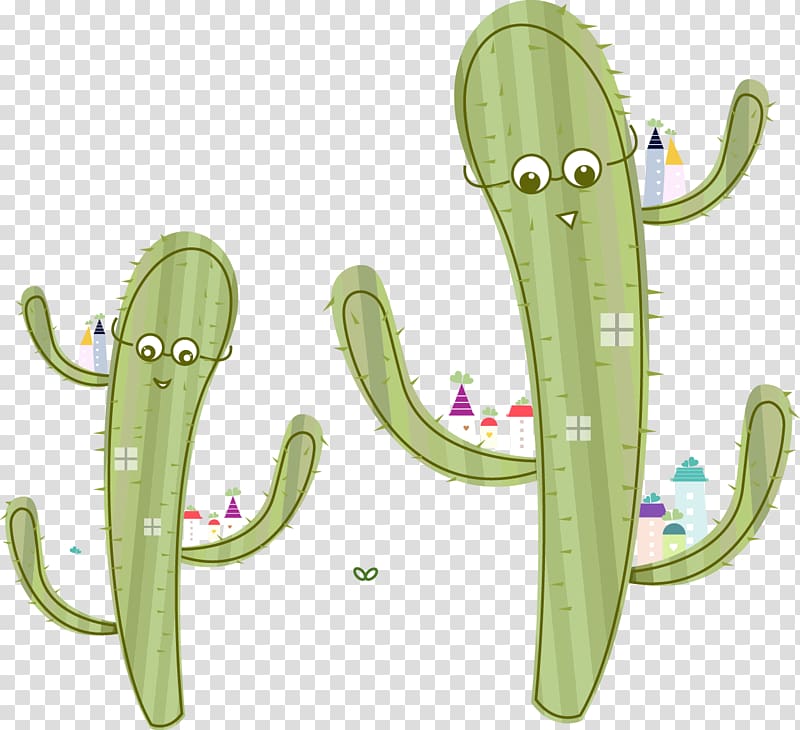 Cactaceae Illustration, Cute cartoon cactus transparent background PNG clipart
