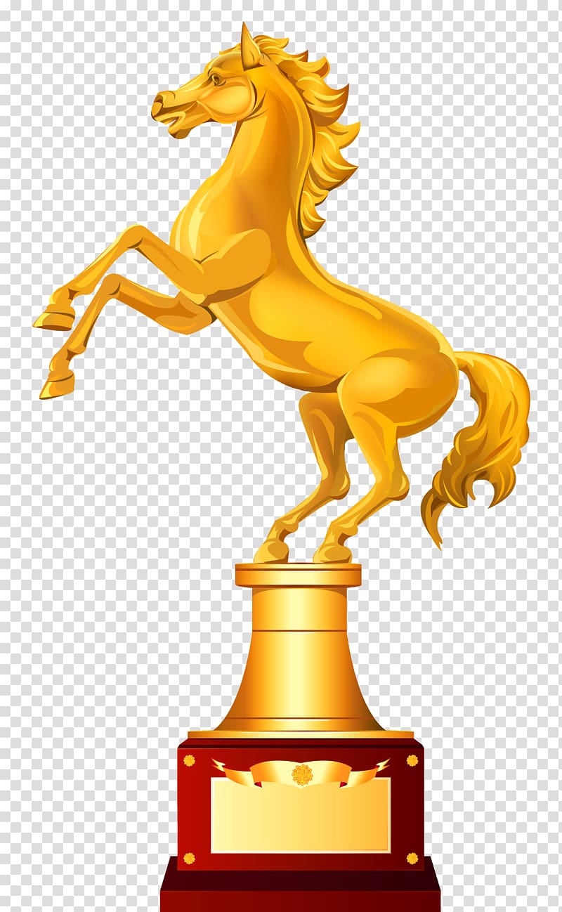 gold-colored horse illustration, Horse Trophy , Golden Horse Trophy transparent background PNG clipart