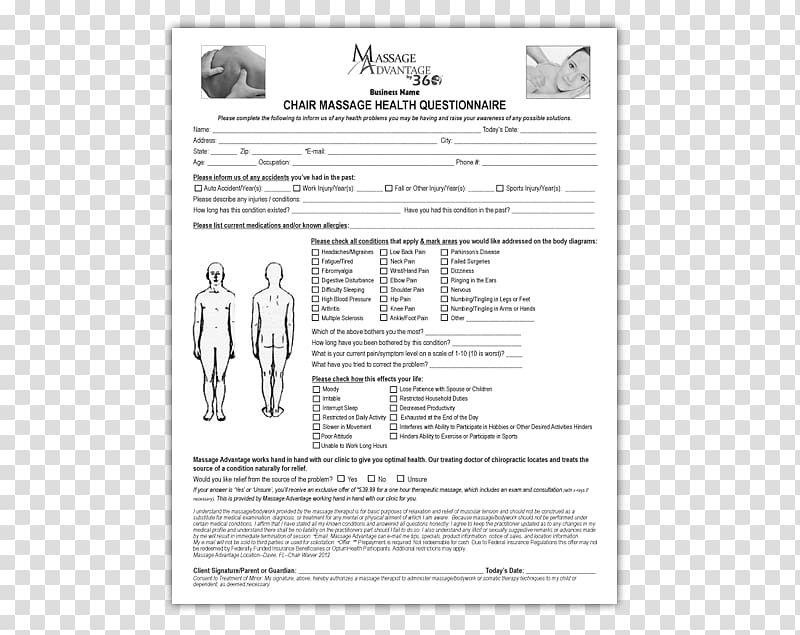 Massage chair Health Form, letter of appointment transparent background PNG clipart