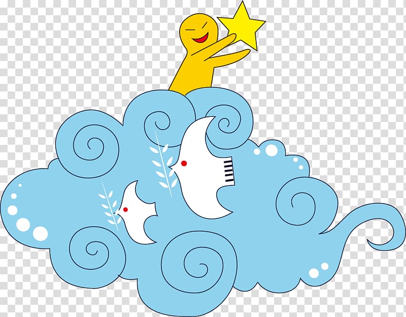 Drawing , Simple blue bird characters clouds stars transparent background PNG clipart