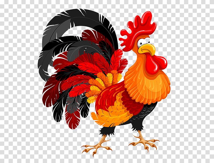 orange, red, and black rooster , Chicken Rooster Illustration, cock transparent background PNG clipart