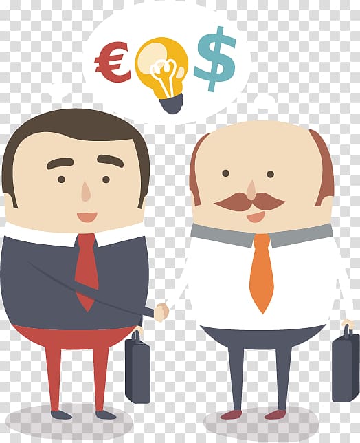two men handshaking , Businessperson Investment Investor, cartoon business man illustration transparent background PNG clipart