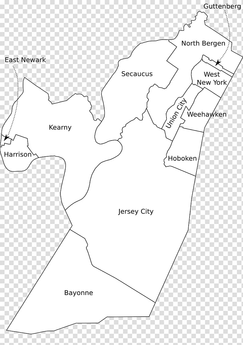 Hudson County, New Jersey Blank map ArcView, map transparent background PNG clipart