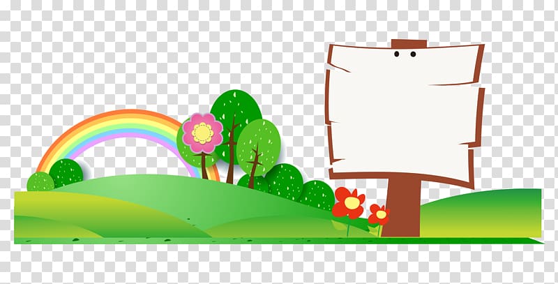 Cartoon rainbow trees grass transparent background PNG clipart