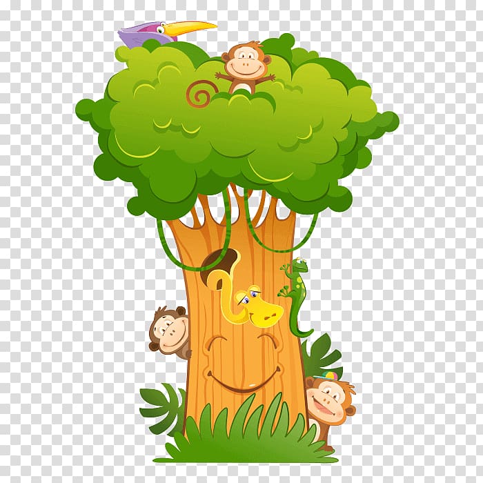 Tree Child Sticker , Jungle KIDS transparent background PNG clipart