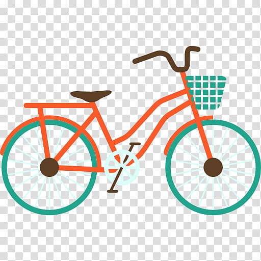 orange and green city bicycle illustration, Trendy Bike transparent background PNG clipart
