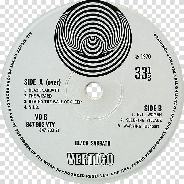 Compact disc Vertigo Records Callisto ...Very 'Eavy ...Very 'Umble Black Sabbath, others transparent background PNG clipart