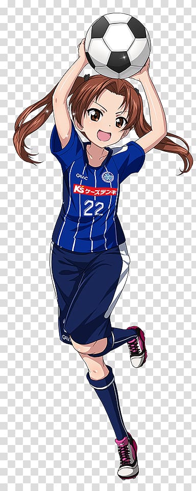 Mito HollyHock Anzu Kadotani ガールズ＆パンツァー 戦車道大作戦！ Hana Isuzu, anime girl football player transparent background PNG clipart