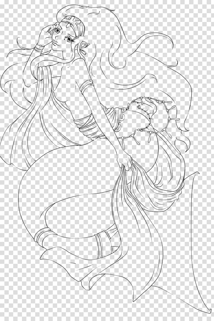 Drawing Line art White Sketch, Mermaid draw transparent background PNG clipart