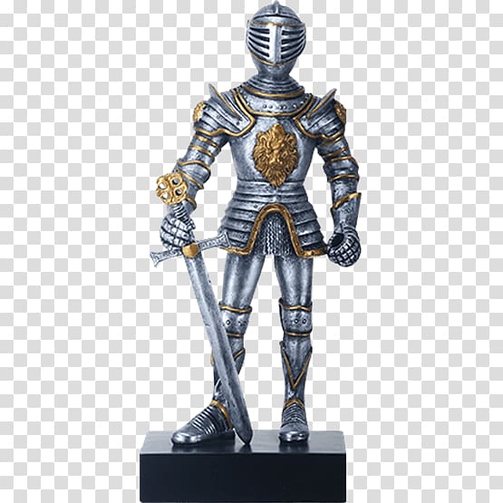 Knight Middle Ages Figurine Statue Chivalry, Knight transparent background PNG clipart