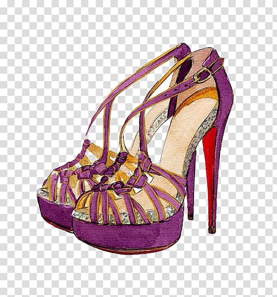 High-heeled footwear Shoe Designer Sandal Purple, Ms. painted purple high heels transparent background PNG clipart