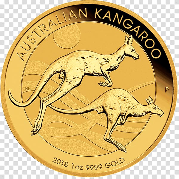 Perth Mint Australian Gold Nugget Kangaroo Bullion coin, gold coins transparent background PNG clipart