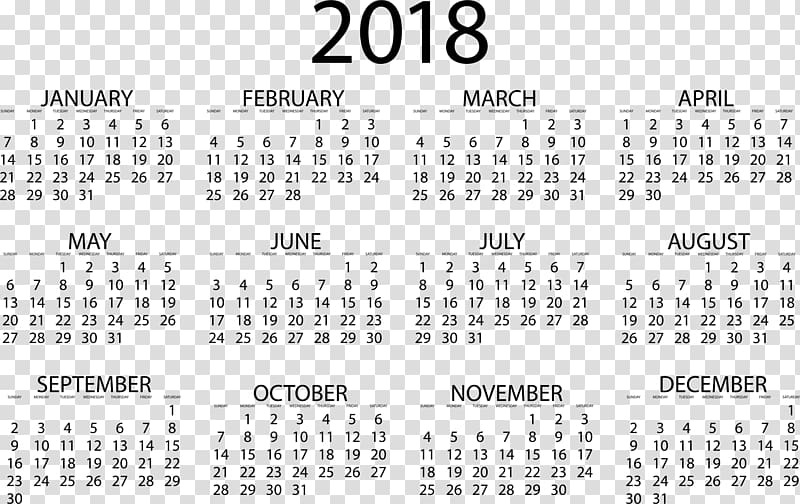 2018 MINI Cooper Calendar Time Template, calendar 2018 transparent background PNG clipart