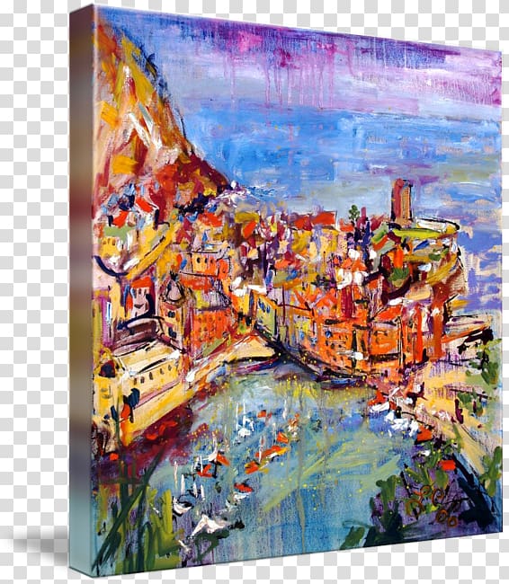 Vernazza Painting Manarola Acrylic paint Canvas print, painting transparent background PNG clipart