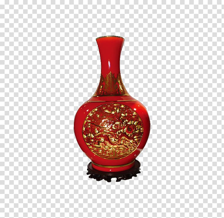 Vase Ceramic Porcelain, Red wedding supplies gold bottle vase vintage transparent background PNG clipart