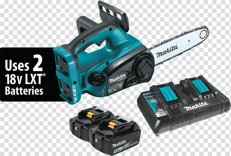Makita XCU02Z Chainsaw Lithium-ion battery AC adapter, battery operated chain saw transparent background PNG clipart