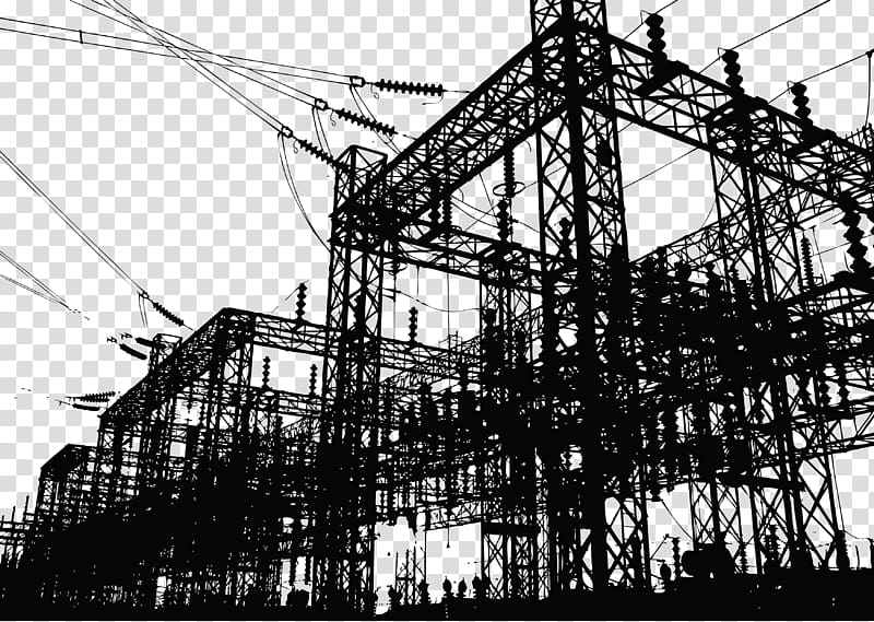 silhouette of electric power supply, Electricity Power station Electric power Electrician, Construction route transparent background PNG clipart