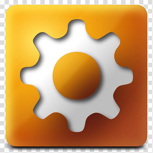 gear cutout , yellow orange font, Apps aptana transparent background PNG clipart
