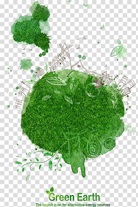 Green Environmental protection Windmill, Green Building transparent background PNG clipart