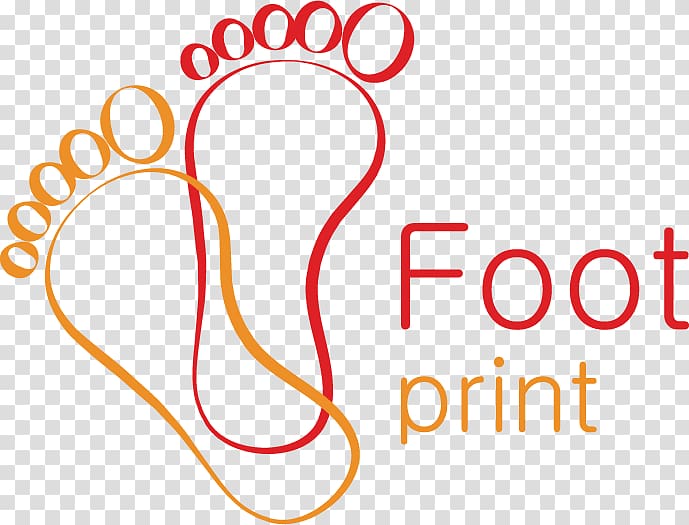 red and orange foot print illustration, Logo Footprint, Feet footprints logo material transparent background PNG clipart
