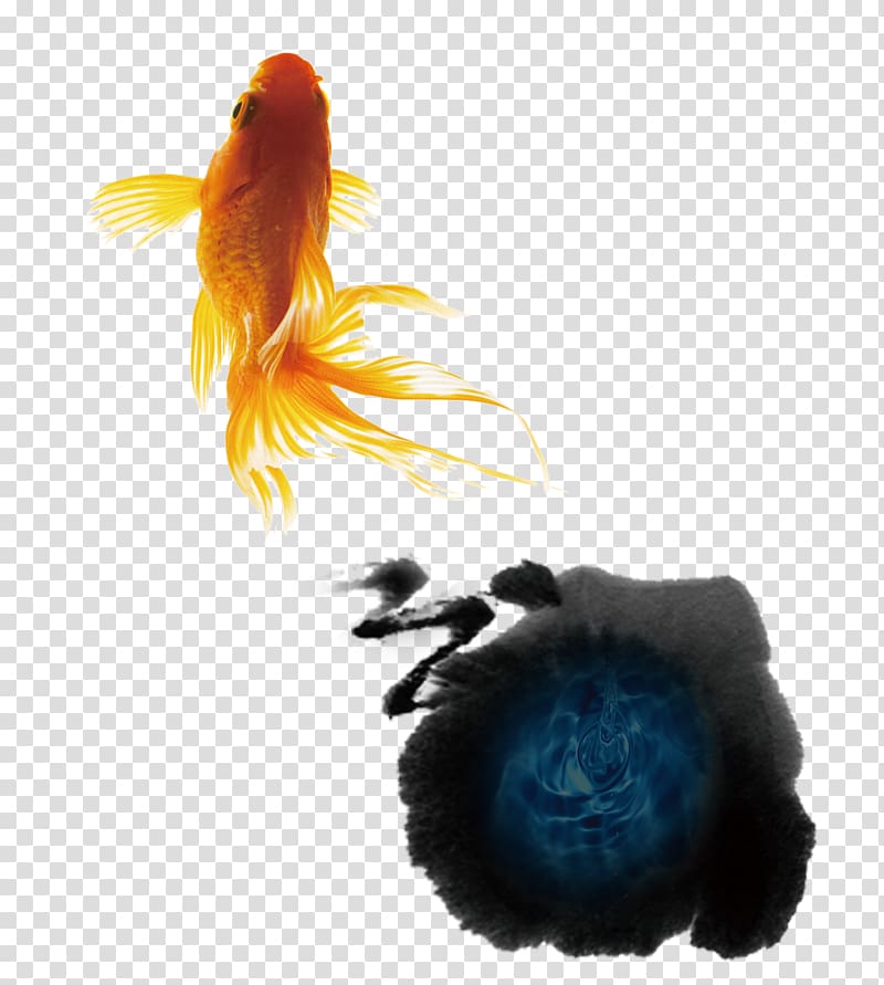 Goldfish Ink wash painting Chinese painting, Ink fish transparent background PNG clipart