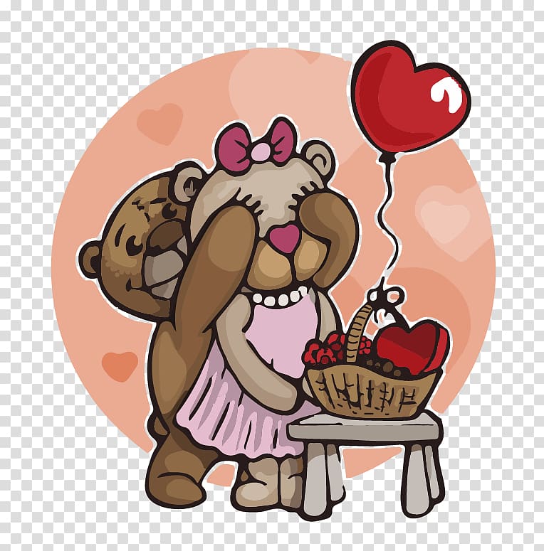 Teddy bear Valentine's Day , cartoon couple material transparent background PNG clipart