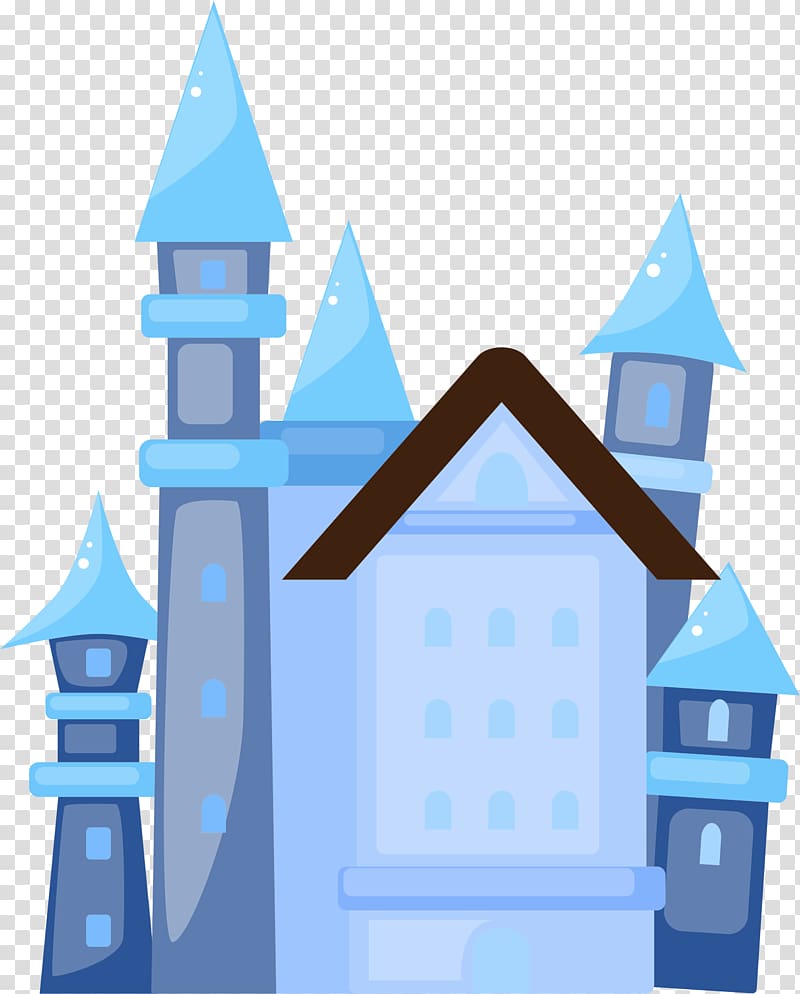 Cartoon Castle Illustration, Blue castle transparent background PNG clipart