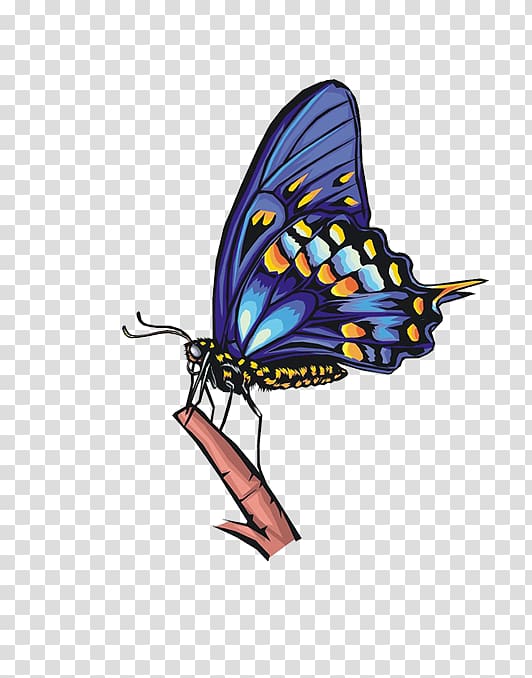 Butterfly Cross-stitch Needlepoint Blue, Butterfly standing on branch transparent background PNG clipart