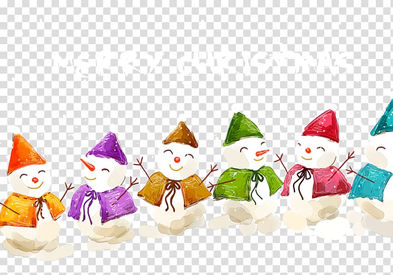 Christmas Snowman, Six Snowman transparent background PNG clipart