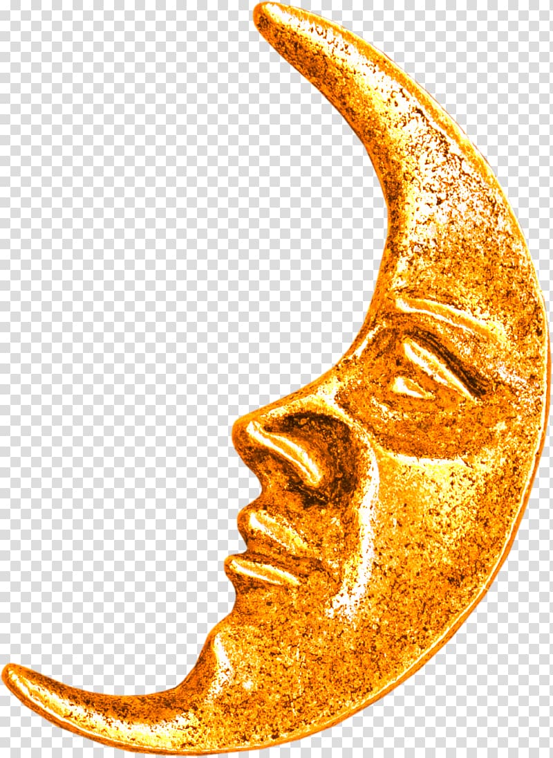 , Golden moon face transparent background PNG clipart