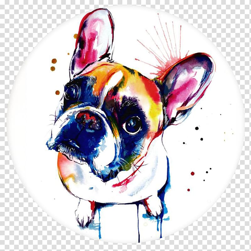 French Bulldog Pit bull Boston Terrier Watercolor painting, painting transparent background PNG clipart