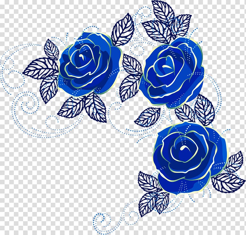 Blue rose Beach rose, Blue Rose decorative patterns transparent background PNG clipart