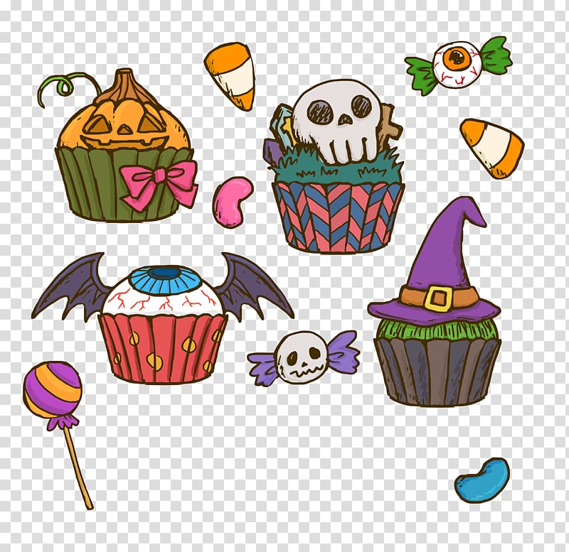 Halloween cake Cupcake Birthday cake , Halloween Horror Funny Cake transparent background PNG clipart