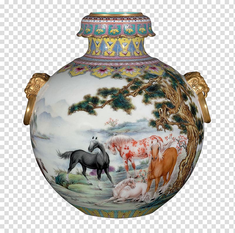 Qing dynasty Porcelain Vase Chinese ceramics Falangcai, Exquisite vase transparent background PNG clipart