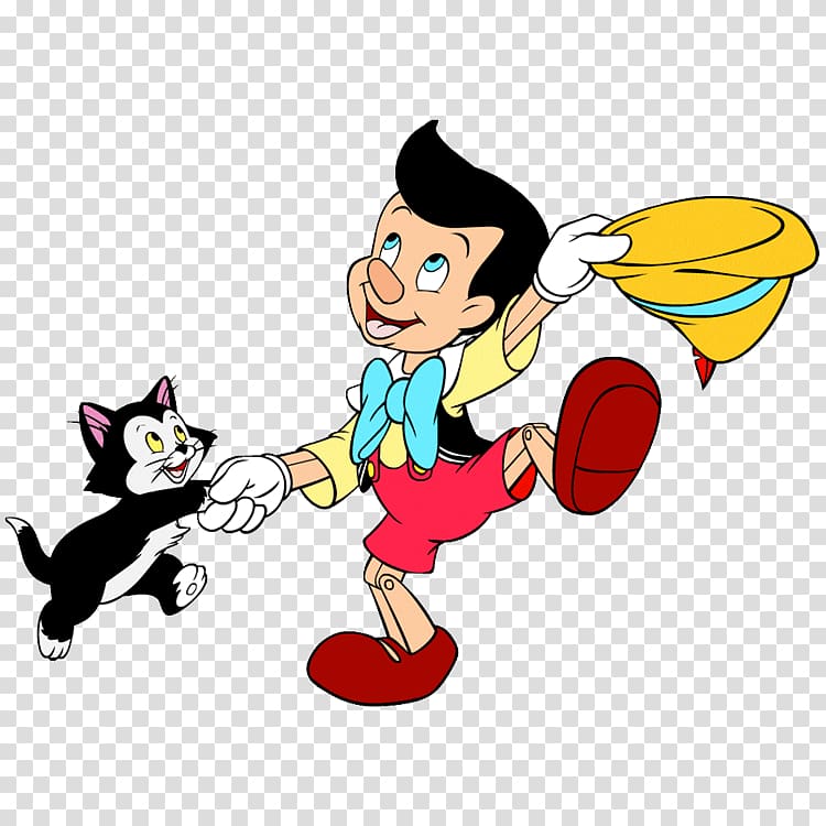 Pinocchio and black cat illustration, Pinocchio Dancing With Figaro transparent background PNG clipart