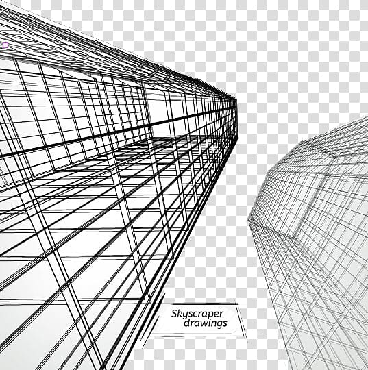 Skyscraper drawing, Skyscraper Architectural drawing Architecture, Building lines transparent background PNG clipart