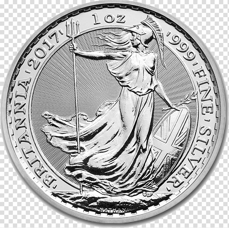 Royal Mint Britannia Bullion coin Silver, silver transparent background PNG clipart