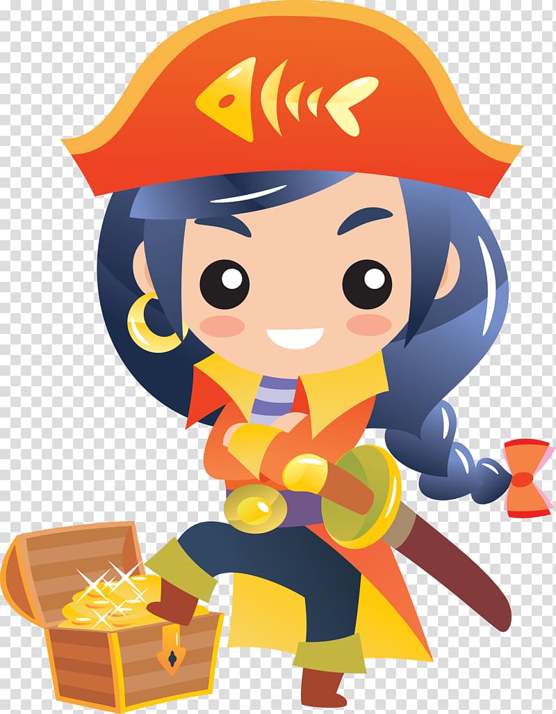 Pirate Illustration Girl graphics, pirate transparent background PNG ...