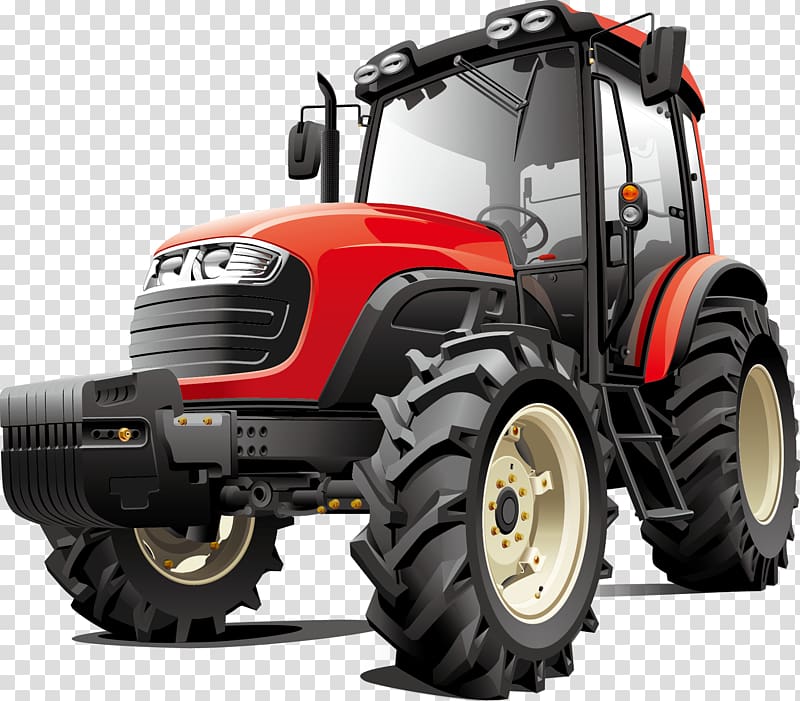 red and black tractor animated illustration, Caterpillar Inc. Tractor Assured Food Standards , Cartoon Tractor transparent background PNG clipart