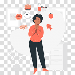illustration, Healthy options, options, food, people, choice, question transparent background PNG clipart thumbnail