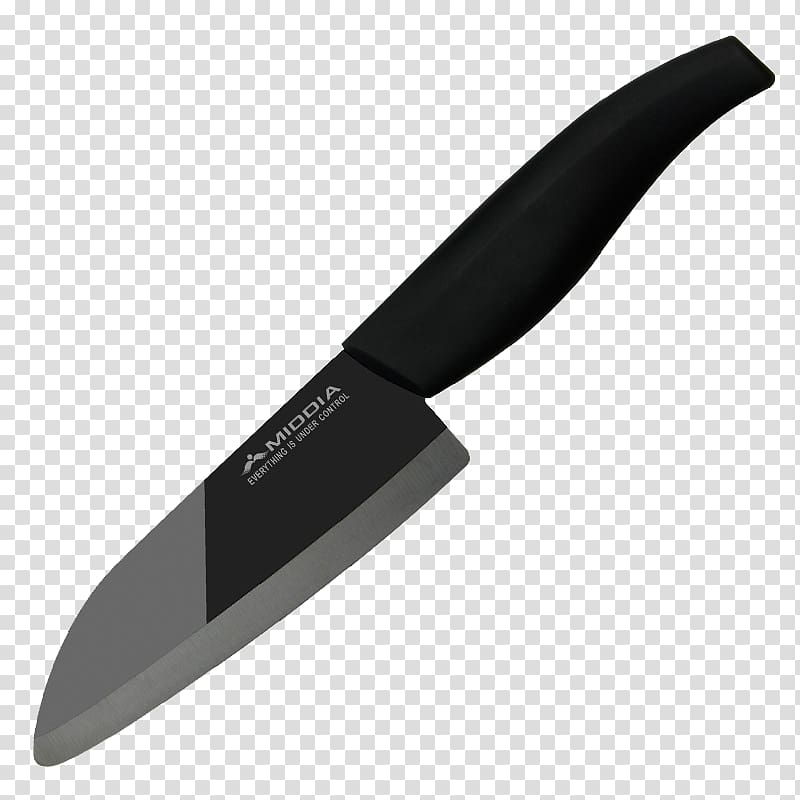 Ceramic knife Santoku Chefs knife Kitchen knife, Black knife cut meat chopper transparent background PNG clipart