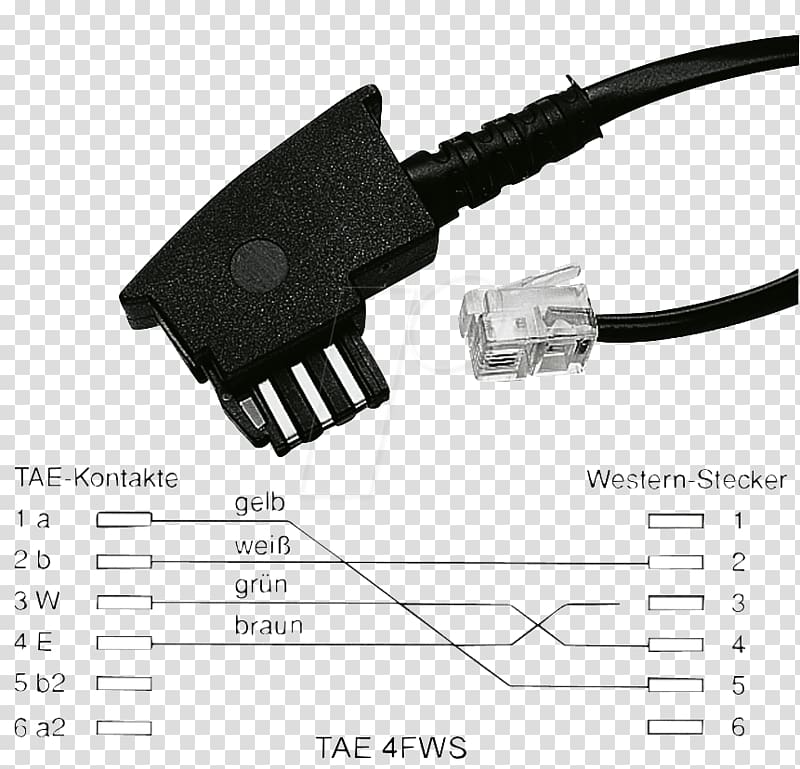TAE connector Registered jack Fritz!Box Telefonkabel Digital subscriber line, Stecker transparent background PNG clipart