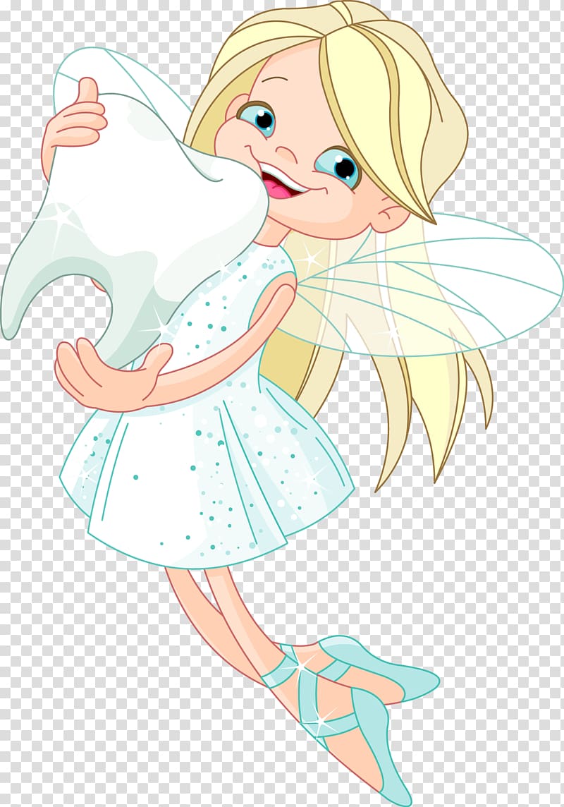 tooth fairy holding white tooth illustration, Tooth fairy , The girl with her teeth in her teeth transparent background PNG clipart