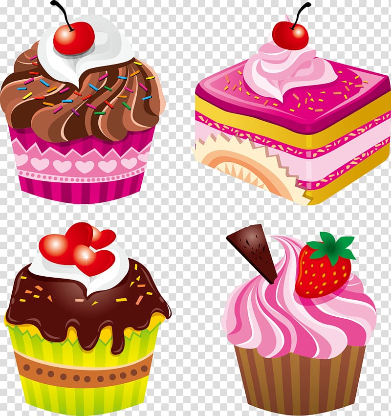 Cupcake Chocolate cake Birthday cake Icing Strawberry cream cake, Delicious cake transparent background PNG clipart