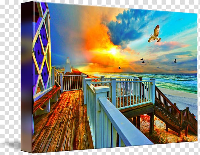 Beach Painting Art Drawing Color, seaside scenery transparent background PNG clipart