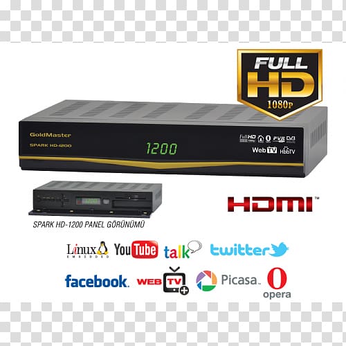 Satellite television High-definition television Digital Video Recorders HD+ 1080p, gold spark transparent background PNG clipart