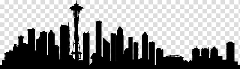 Seattle Skyline Drawing Silhouette, Silhouette transparent background PNG clipart