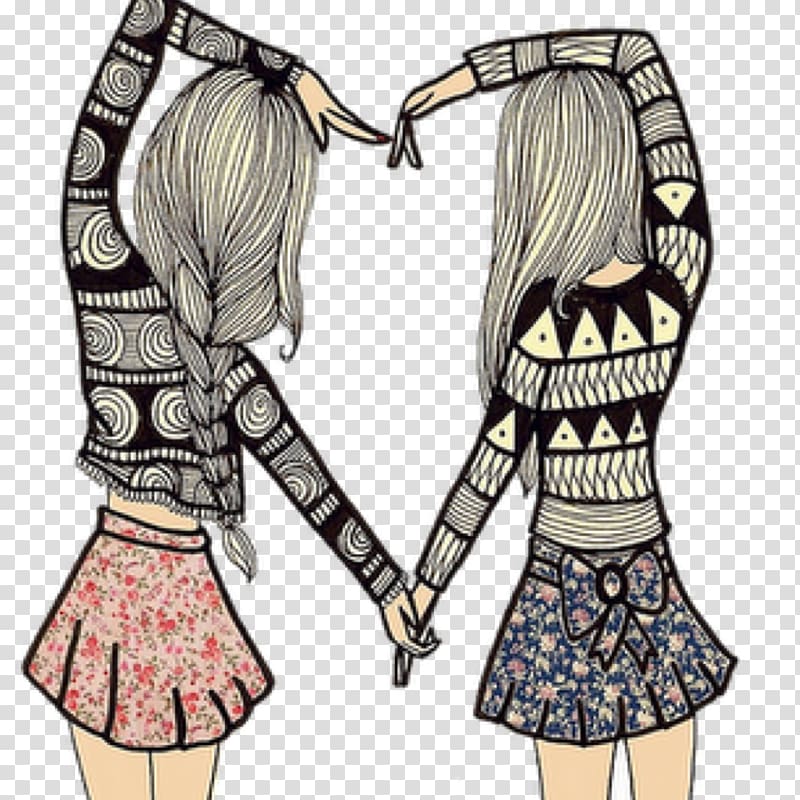 two woman illustration, Drawing Friendship Best friends forever Sketch, becky g transparent background PNG clipart