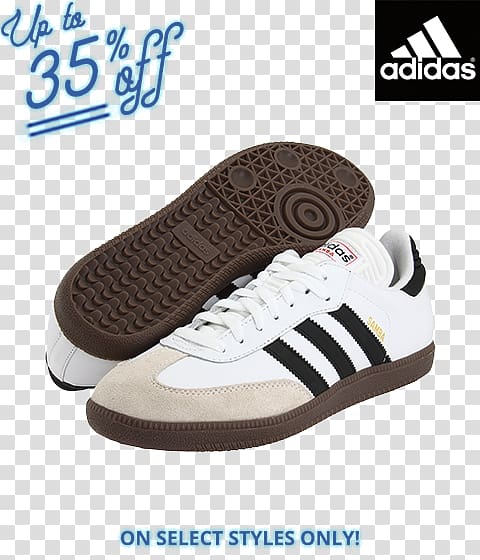 Adidas Samba Classic Indoor Soccer Shoe, White/Black Sports shoes Skate shoe, Zappos Running Shoes for Women transparent background PNG clipart