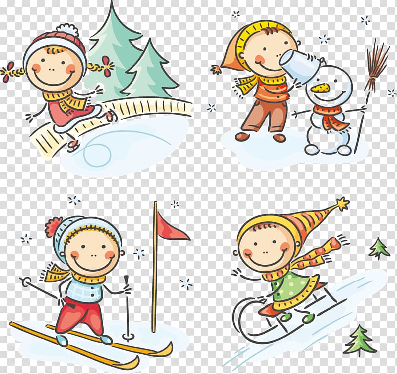 Winter Cartoon , Skiing transparent background PNG clipart